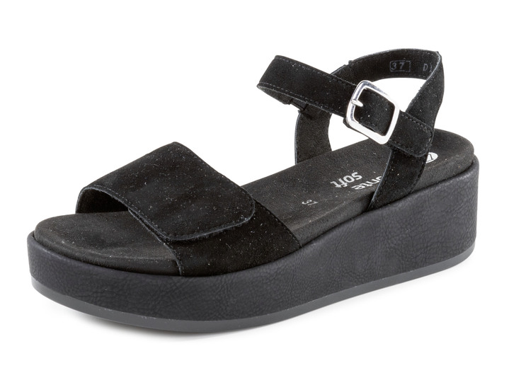 Sandalettes & slippers - Sandaal gemaakt van fluwelen suède, in Größe 036 bis 042, in Farbe ZWART Ansicht 1