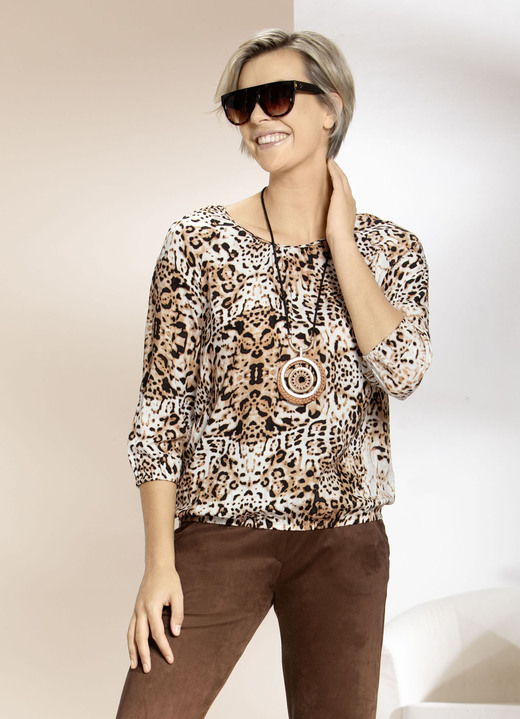 3/4-mouw - Tuniek met decoratieve plooien, in Größe 036 bis 052, in Farbe ECRU-CAMEL-KLEURRIJK Ansicht 1