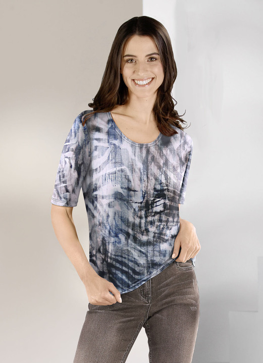 Korte mouw - Aantrekkelijk shirt van het merk Klaus Models, in Größe 036 bis 052, in Farbe JEANSBLAUW-BLEU