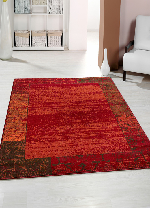 Modern - Bruggen en tapijten met tijdloos mooi versierde randen, in Größe 111 (Brug, 60 x 110 cm) bis 288 (Tapijt, 240 x 330 cm), in Farbe ROT Ansicht 1