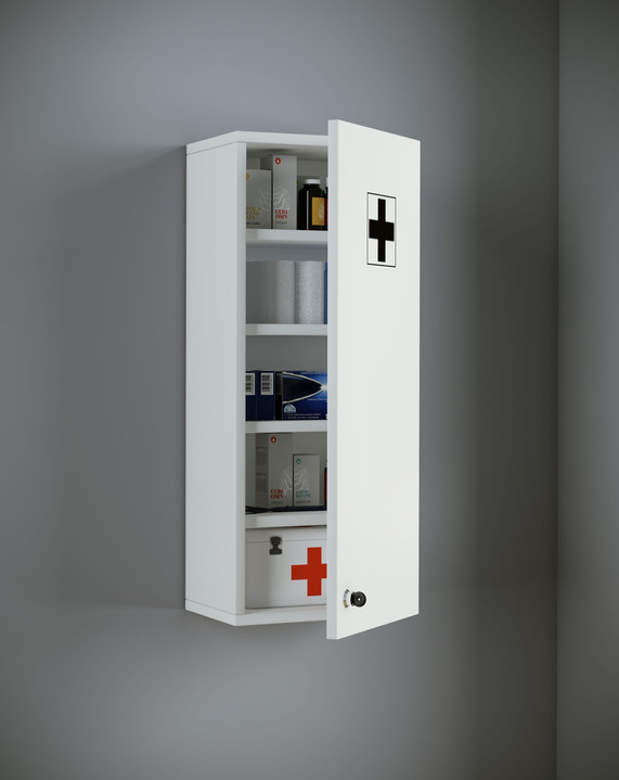 Badezimmermöbel - Medizinschrank, 1-türig, in Farbe WEISS, in Ausführung Medizinschrank, 1-türig Ansicht 1