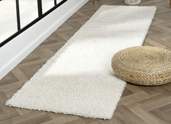 Modern - Fantastisch donzige bruggen en tapijten in shaggy kwaliteit, in Größe 111 (brug 60x90 cm) bis 304 (rond tapijt ø 150 cm), in Farbe CRÈME Ansicht 1