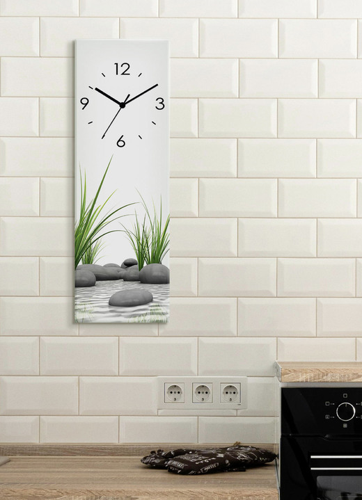 Horloges - Glazen wandklok, in Farbe GRAU-GRÜN, in Ausführung Mit Quarzuhrwerk Ansicht 1