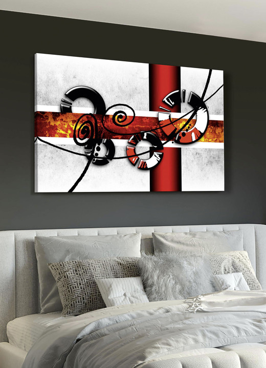 Modern - Hoogwaardige canvasafbeelding opgespannen op spieraam, in Farbe WEISS-ROT, in Ausführung B60xH40xT1,8 cm Ansicht 1