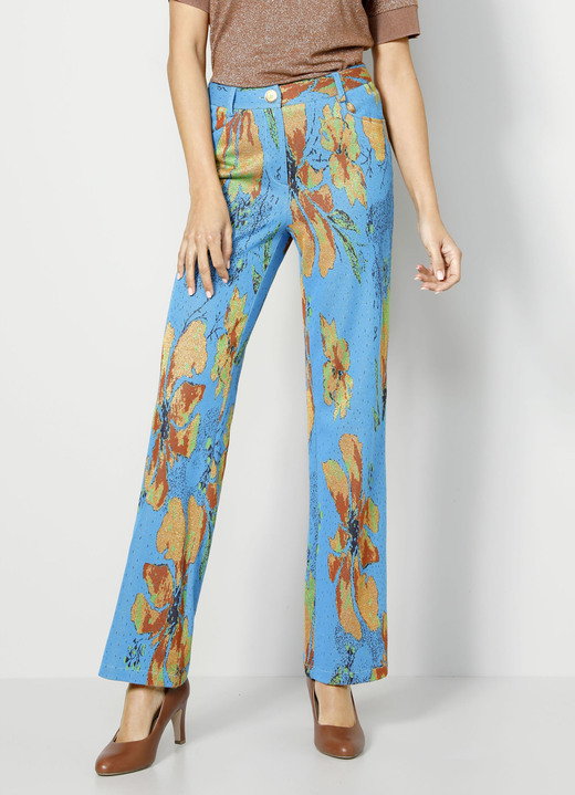Broeken - Broek met expressief dessin, in Größe 038 bis 048, in Farbe TÜRKIS-GOLD Ansicht 1