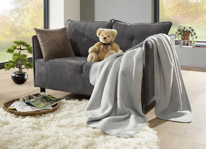 Gestoffeerde meubels - Gestoffeerd meubilair met decoratieve corduroy bekleding, in Farbe ROT, in Ausführung Tweezitter Ansicht 1