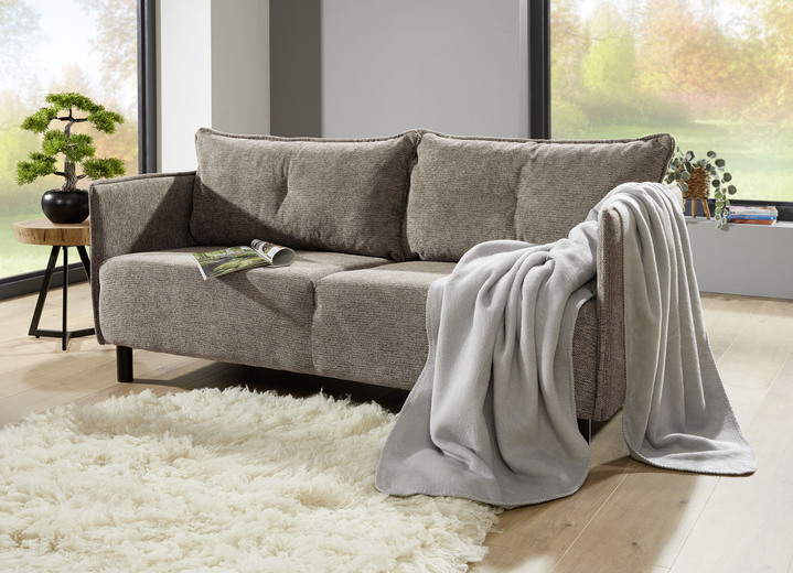 Gestoffeerde meubels - Gestoffeerd meubilair met decoratieve velours bekleding, in Farbe GRAU-BRAUN, in Ausführung Driezits Ansicht 1