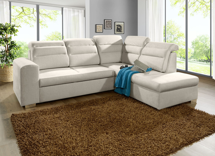 Polsterecken - Polsterecke mit Funktion, in Farbe CREME, in Ausführung Polsterecke mit Longchair, 260x155 cm Ansicht 1