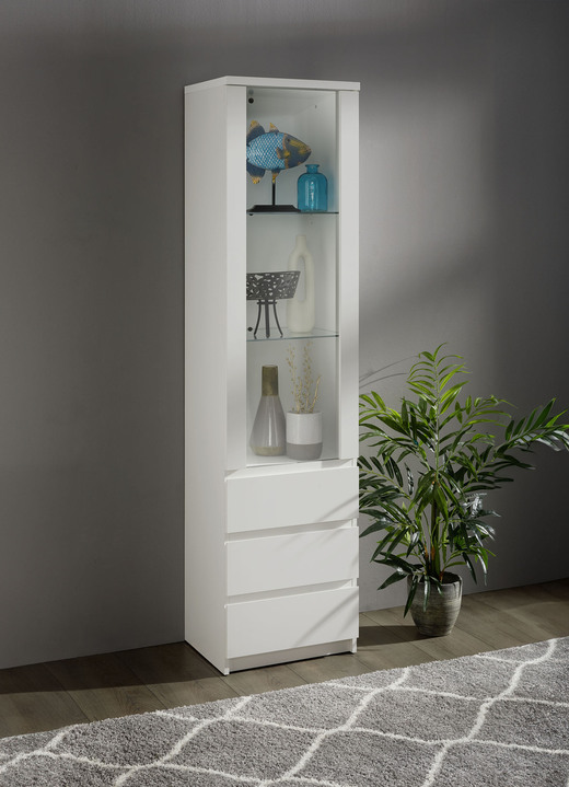 Vitrines - Vitrine in modern design, in Farbe WEISS Ansicht 1