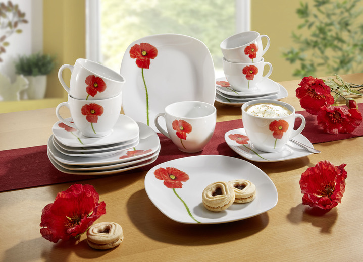 Porselein - koffieservies, 18 stuks SAN REMO, in Farbe ROT-GRÜN Ansicht 1
