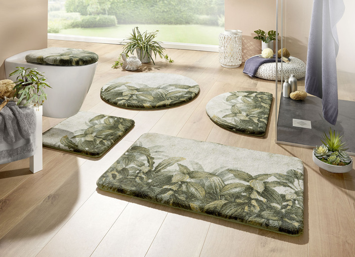 Badmatten - Badkamerset, in Größe 100 (Matje, halfrond 50/80 cm) bis 112 (motief-toiletdekselafdekking 47/ 50 cm), in Farbe GRÜN Ansicht 1