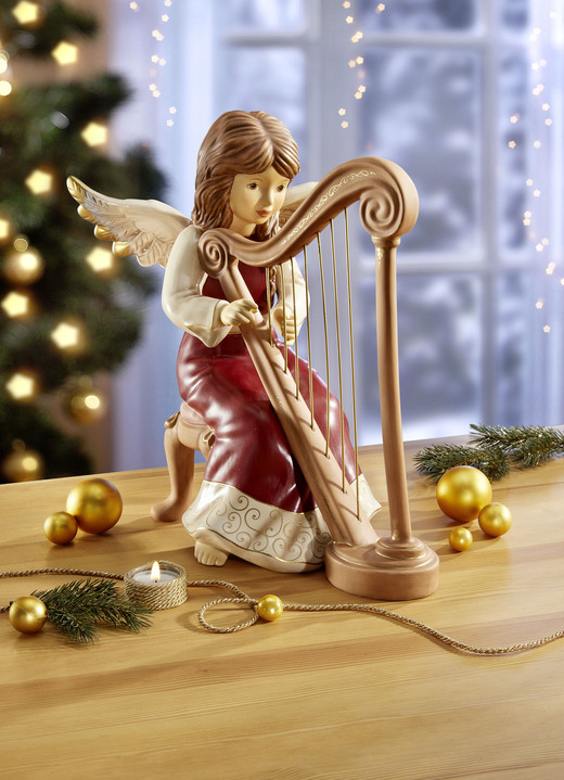 - Engel met harp, in Farbe BORDEAUX