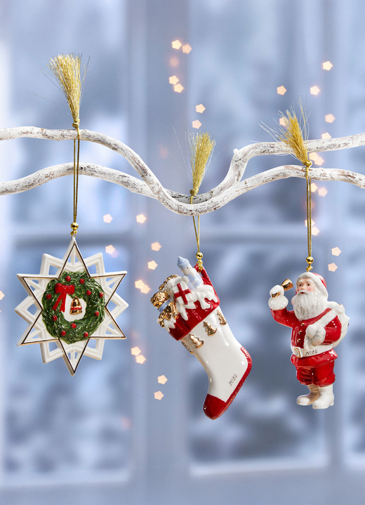Kerstmis - Boomhanger van Villeroy & Boch, in Farbe WIT-ROOD, in Ausführung Boomhanger “Sinterklaaslaarzen” Ansicht 1