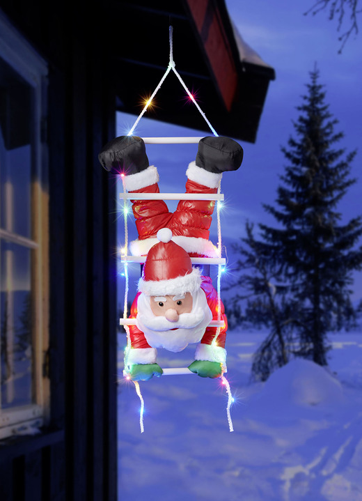 - Kerstman met LED-ladder (ondersteboven), in Farbe ROOD WIT