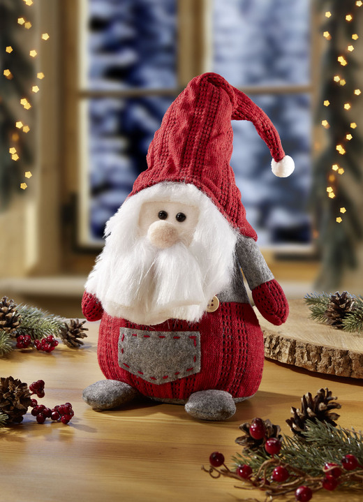 Kerstdecoraties - Deurstopper Kabouter, in Farbe ROT-GRAU-WEISS
