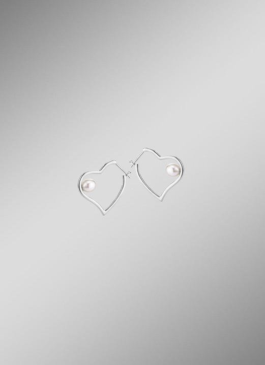 Ohrschmuck - Herz-Creolen Silber 925/-, in Farbe  Ansicht 1