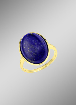 Vergulde damesring met lapis lazuli