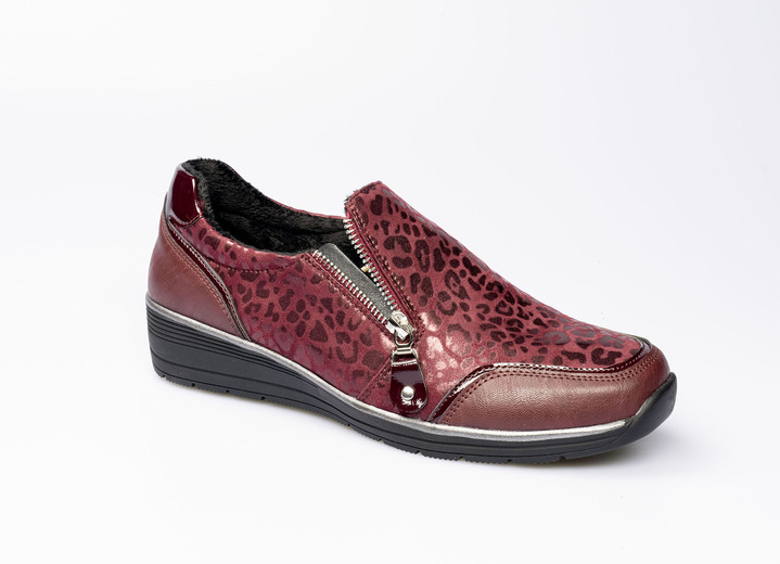 Gezondheidsschoenen - Stijlvolle lage schoen in luipaardlook, in Größe 036 bis 042, in Farbe BORDEAUX Ansicht 1