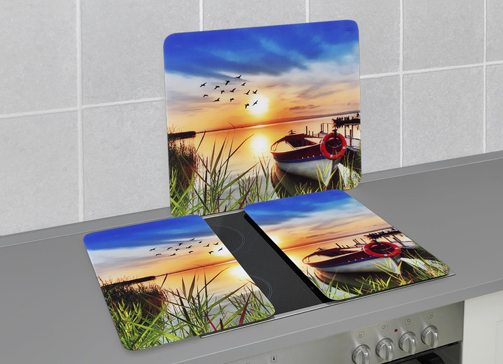 Haushaltshelfer - Herdabdeckplatten, in Farbe IDYLLE AM SEE, in Ausführung Wandblende Ansicht 1