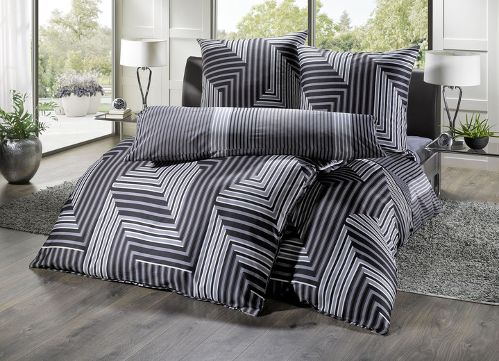 Beddengoed - Beddengoedset in Renforcé-kwaliteit, in Größe 111 (40/80 cm + 135/200 cm) bis 115 (80/80 cm + 155/220 cm), in Farbe ANTHRAZIT Ansicht 1
