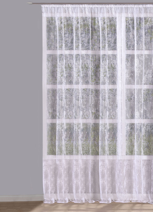 Klassiek - Fantastisch jacquardgordijn, in Größe 140 (H 125 x B 300 cm) bis 298 (H 245 x B 600 cm), in Farbe WEISS Ansicht 1