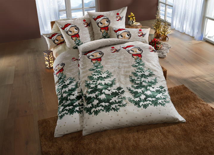 Kerstmis - Zacht flanellen beddengoedset, in Größe 111 (40 x 80 cm + 135 x 200 cm) bis 115 (80 x 80 cm + 155 x 220 cm), in Farbe MULTICOLOR Ansicht 1