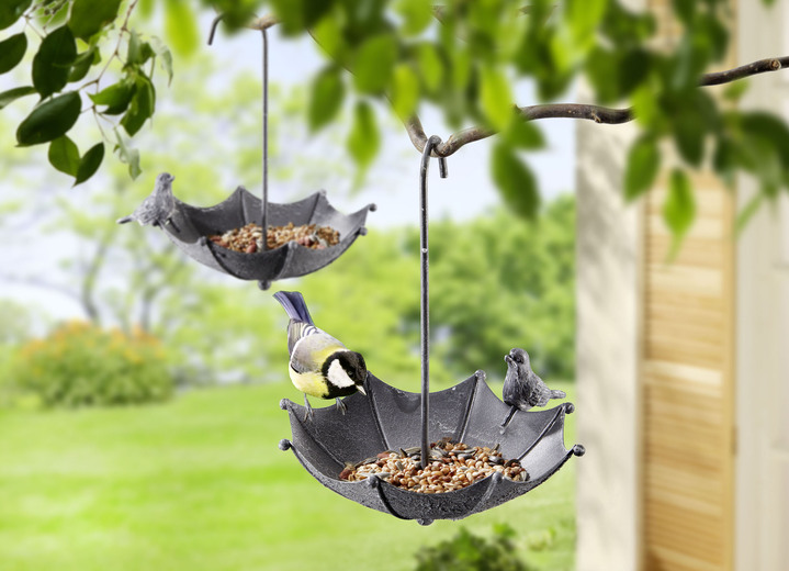 Tuindecoraties - Vogelvoederhuisje set van 2, in Farbe GRAU-WEISS