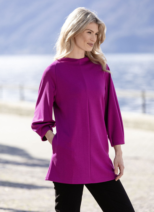3/4-mouw - Lang overhemd met steekzakken 3/4-mouw - Lang overhemd met steekzakken, in Größe 036 bis 052, in Farbe FUCHSIA