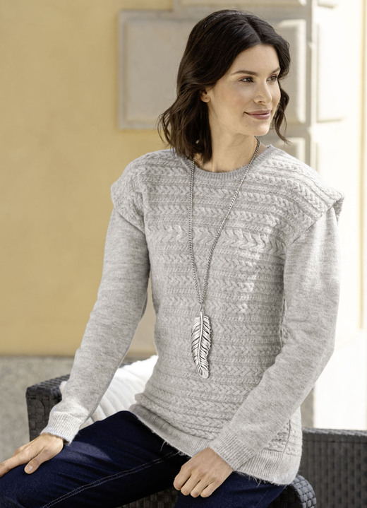 Lange mouw - Trui in een twee-in-één-look Lange mouw - Trui in een twee-in-één-look, in Größe L(44/46) bis XXL(52/54), in Farbe LICHTE GRIJZE MELEERD