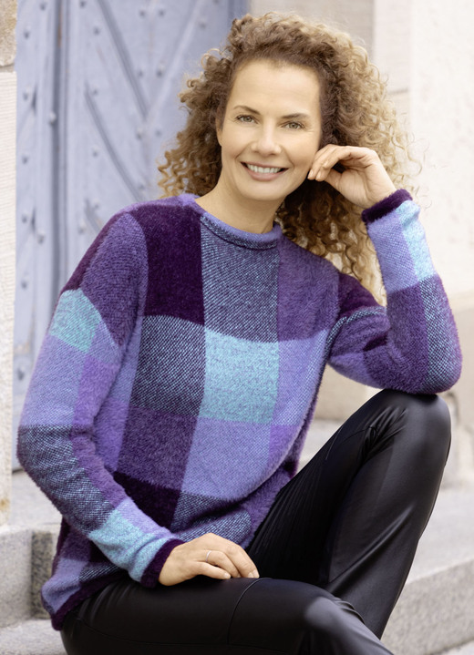 Langarm - Pullover Langarm - Pullover, in Größe L(44/46) bis XS(32/34), in Farbe LILA-FLIEDER-TÜRKIS