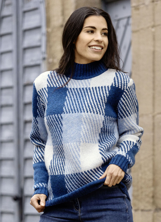 Lange mouw - Trui in jacquarddessin Lange mouw - Trui in jacquarddessin, in Größe L(44/46) bis XS (32/34), in Farbe JEANS BLAUW-BLAUW-WIT