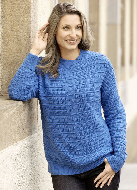 Basics - Trui met gemengde textuur, in Größe 036 bis 050, in Farbe AZUURBLAUW Ansicht 1