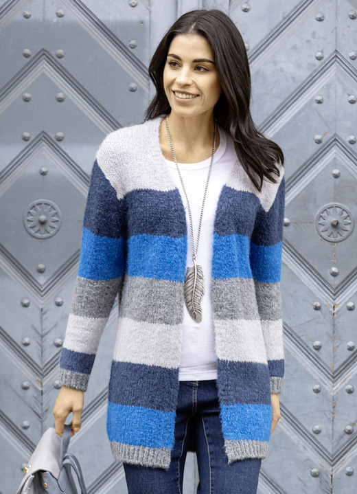 Strickjacken - Strickjacke Strickjacken - Strickjacke, in Größe L(44/46) bis XXL(52/54), in Farbe GRAU-MARINE-AZURBLAU