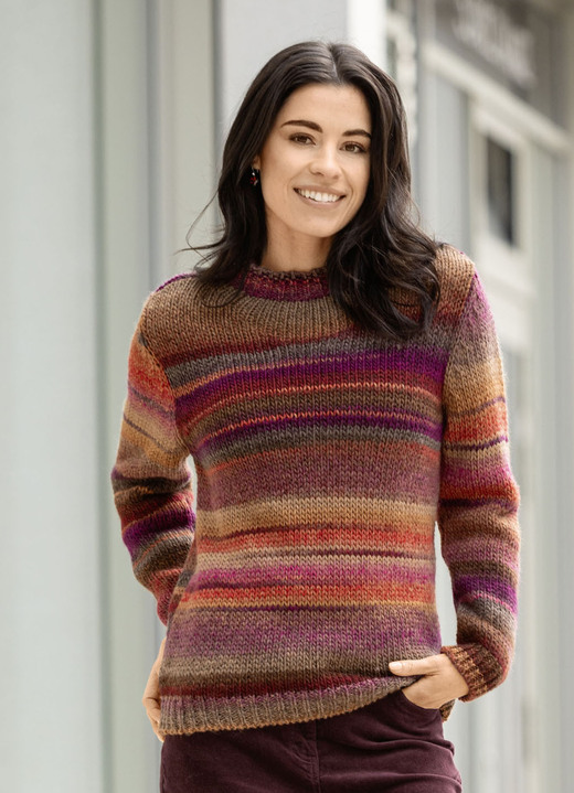 Lange mouw - Trui met scheerwol Lange mouw - Trui met scheerwol, in Größe L(44/46) bis XS (32/34), in Farbe ORANJE BES VEELKLEURIG