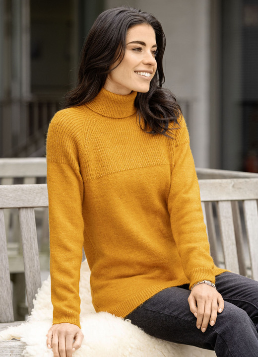Basics - Trui van een gebreide mix, in Größe L(44/46) bis XS (32/34), in Farbe GEVLEKTE SAFFRAAN Ansicht 1