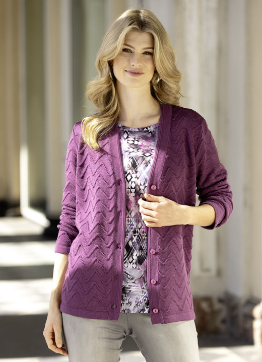 Basics - Cardigan met decoratieve structuur Basics - Cardigan met decoratieve structuur, in Größe 038 bis 054, in Farbe MAUVE