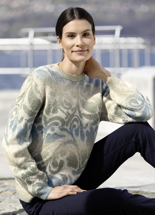 Pullover & breimode - Trui in een elegant kleurverloop Pullover & breimode - Trui in een elegant kleurverloop, in Größe L(44/46) bis XS (32/34), in Farbe CRÈME-GROEN-LICHTBLAUW