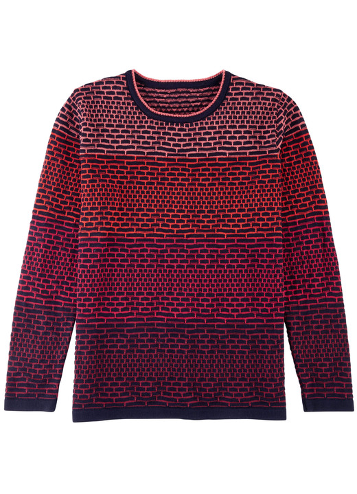 Langarm - Pullover, in Größe 038 bis 054, in Farbe SCHWARZ-ROT-MULTICOLOR Ansicht 1