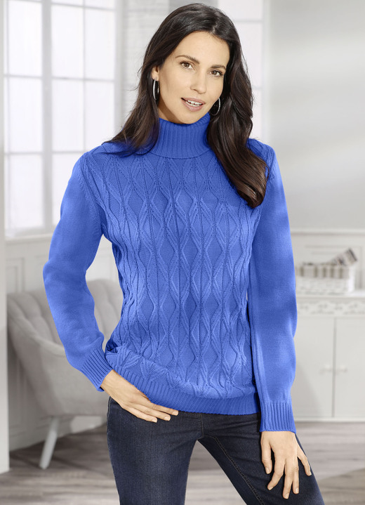 Basics - Trui met structuur Basics - Trui met structuur, in Größe L(44/46) bis XXL(52/54), in Farbe MIDDENBLAUW