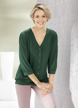Overhemdblouse met doorlopende knoopsluiting in 2 kleuren
