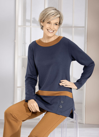 Sweatshirt met contrastpaneel in 2 kleuren