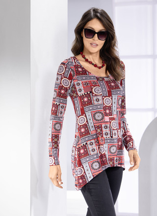 Shirt met geschulpte zoomboord