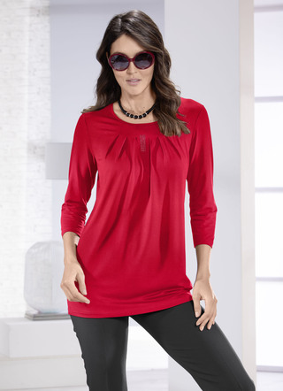 Lang shirt met subtiele plooien in 2 kleuren