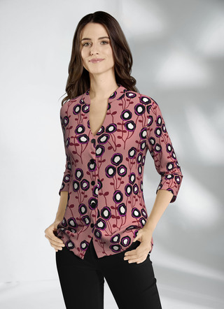 Shirtblouse met opstaande kraag