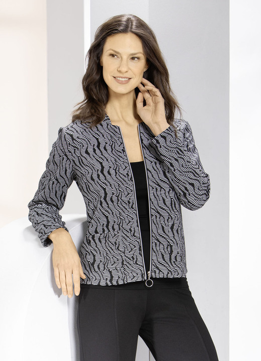Blouses - Blousejasje met opstaande kraag Blouses - Blousejasje met opstaande kraag, in Größe 034 bis 050, in Farbe SCHWARZ-WEISS