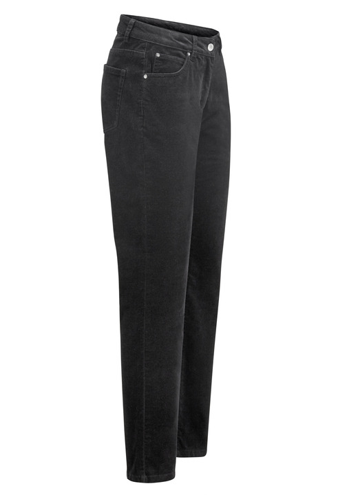 Broeken - Fluweelzachte broek in 5-pocketsmodel Broeken - Fluweelzachte broek in 5-pocketsmodel, in Größe 017 bis 050, in Farbe ZWART