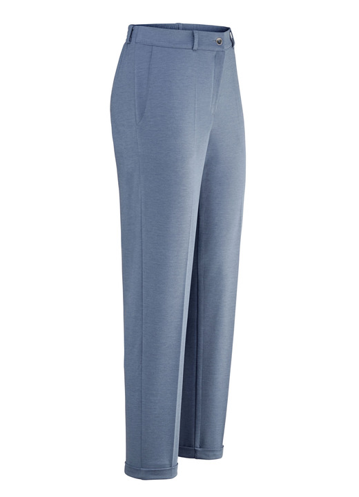 Hosen mit Knopf- und Reißverschluss - Hose Hosen mit Knopf- und Reißverschluss - Hose, in Größe 018 bis 052, in Farbe JEANSBLAU MELIERT