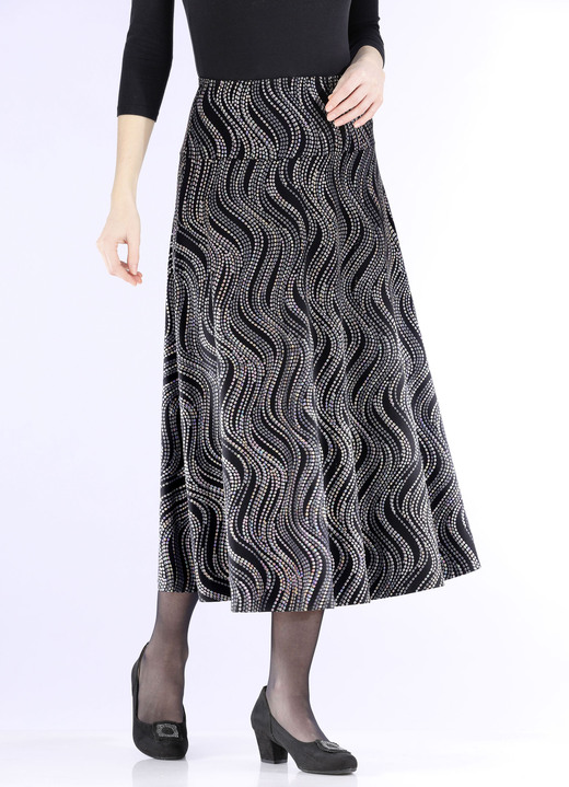 Multicolor - Rok met elegante, glinsterende glanzende print Multicolor - Rok met elegante, glinsterende glanzende print, in Größe 018 bis 054, in Farbe SCHWARZ-GRAU-MULTICOLOR