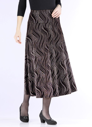 Rok met elegante, glinsterende glanzende print