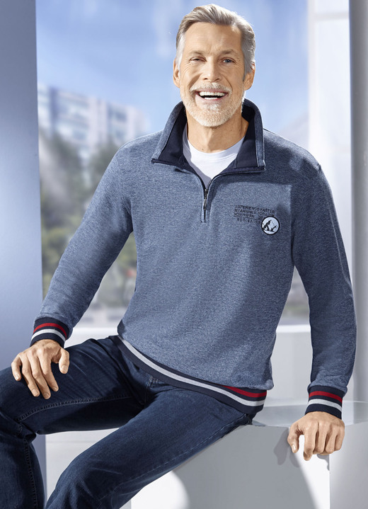 Sweatshirts - Troyer, in Größe 046 bis 064, in Farbe BLAU MELIERT Ansicht 1